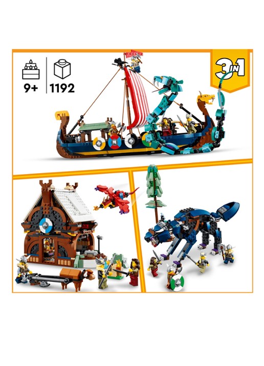 LEGO Vikingschip en de Midgaardslang - 31132 - detail 2 multicolor