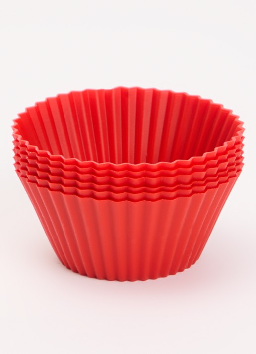 Lékué Bakvorm voor muffins 7 cm set van 6 - voorkant 3 rood