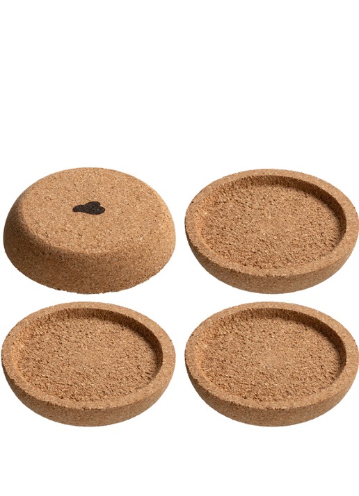 Leonardo Gocce onderzetter van kurk 6 cm set van 4 - detail 3 bruin