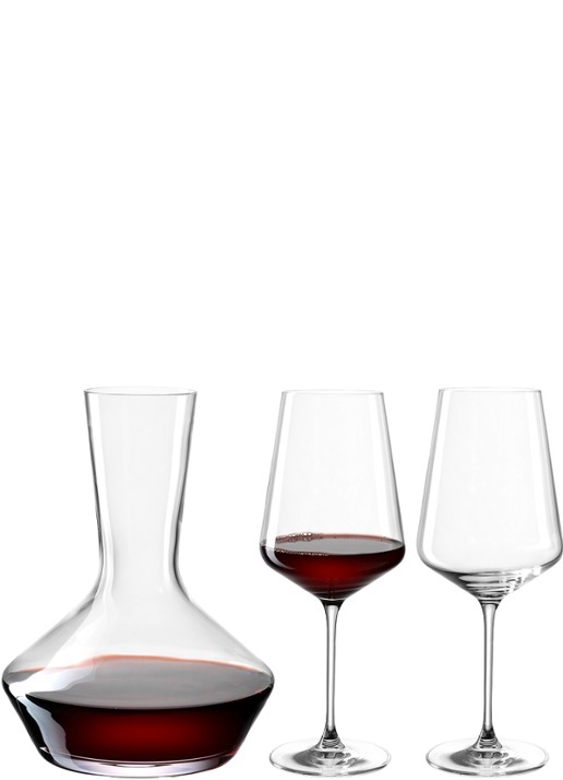 Leonardo Set van decanteer karaf met wijnglas 3-delig - voorkant 4 transparant