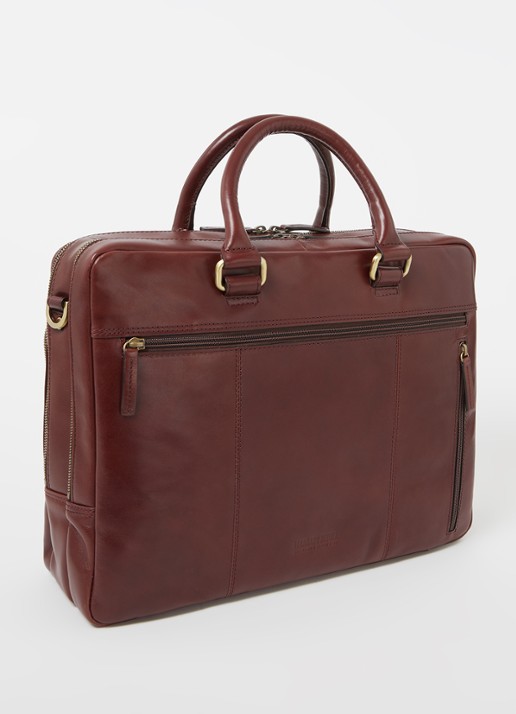 Leonhard Heyden Cambridge L businesstas met 15 inch laptopvak - achterkant 3 roodbruin