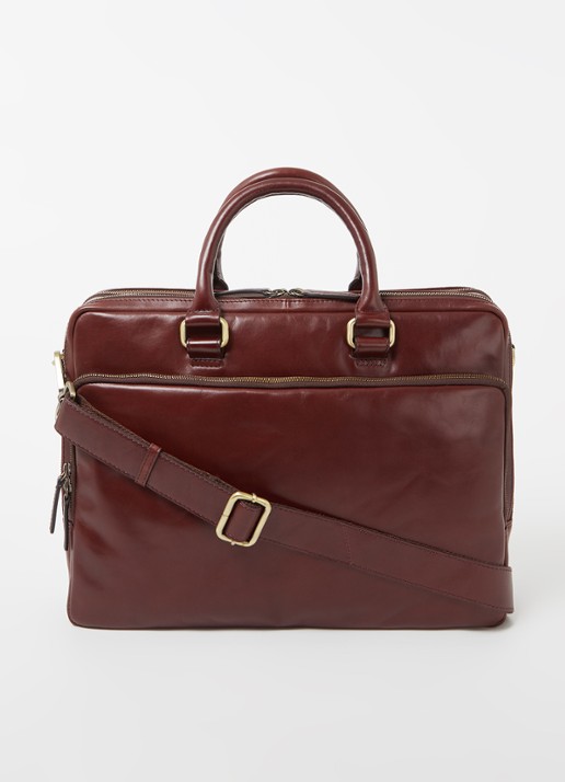 Leonhard Heyden Cambridge L businesstas met 15 inch laptopvak - voorkant roodbruin