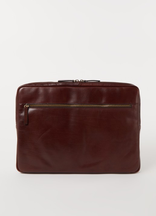 Leonhard Heyden Cambridge laptophoes van leer 15 inch - voorkant kastanjebruin