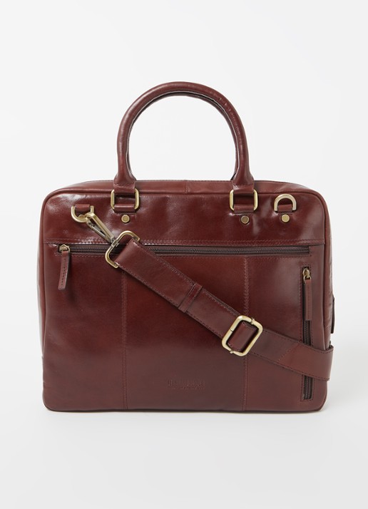 Leonhard Heyden Cambridge S businesstas van leer met 11 inch laptopvak - voorkant 2 roodbruin