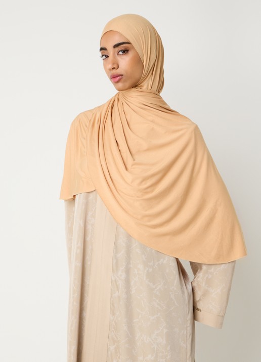 LES Atelier Bamboo Jersey hoofddoek 180 x 82 cm - voorkant 2 camel