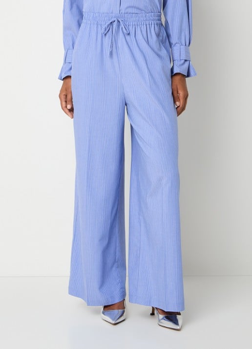 LES Atelier Ghala high waist straight fit broek met streepprint