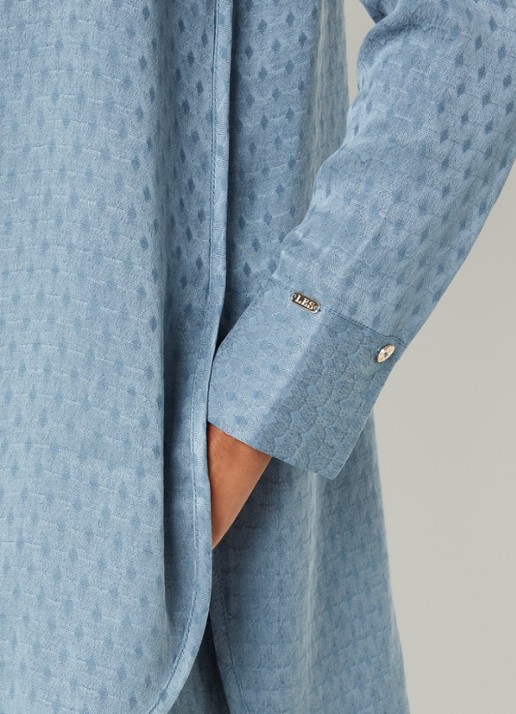LES Atelier Hana tuniek met structuur - detail 2 staalblauw