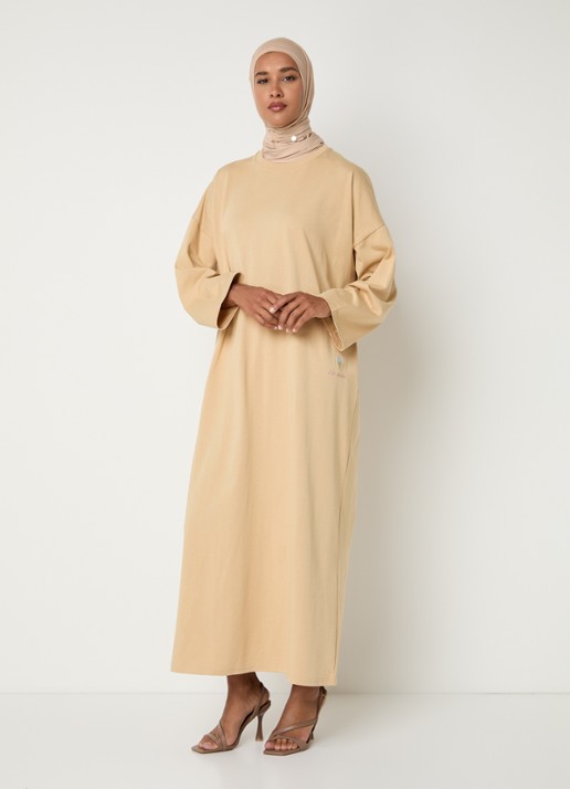 LES Atelier Ilya maxi jurk met borduring - detail 2 khaki