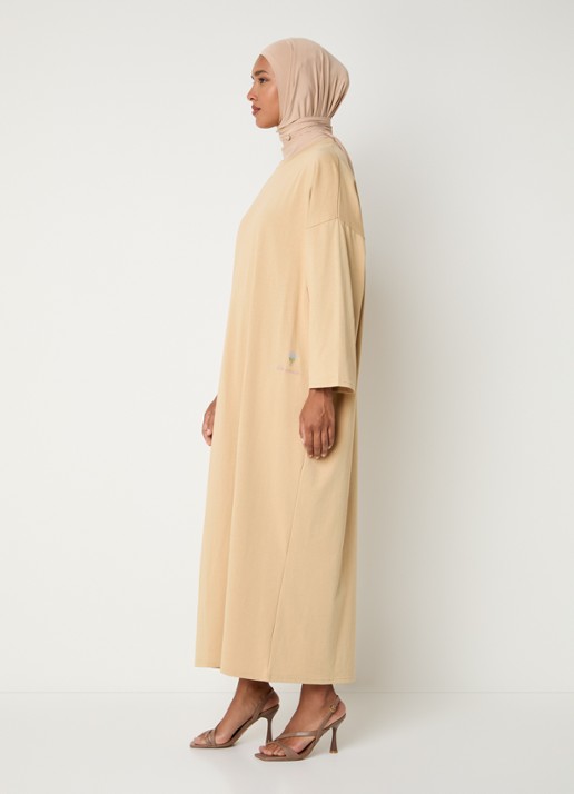LES Atelier Ilya maxi jurk met borduring - voorkant 5 khaki