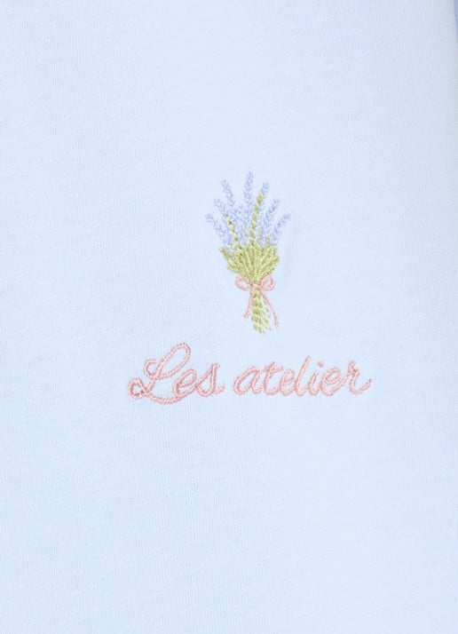 LES Atelier Ilya maxi jurk met borduring - detail 2 lichtblauw