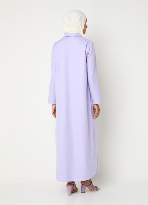 LES Atelier Maria maxi jurk met kraag en halve rits - achterkant 5 lila