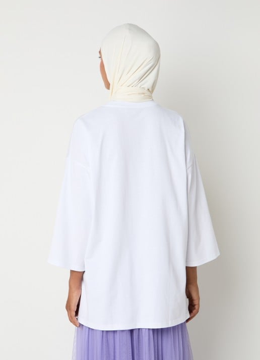 LES Atelier Nada oversized T-shirt met logoborduring - achterkant 5 wit