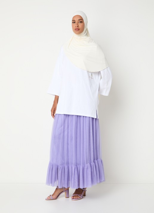 LES Atelier Nada oversized T-shirt met logoborduring - voorkant 2 wit