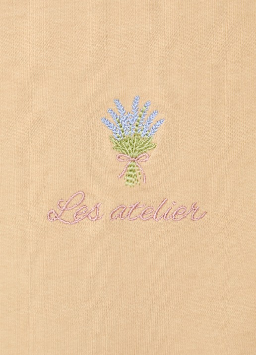 LES Atelier Nada oversized T-shirt met logoborduring - detail 4 khaki