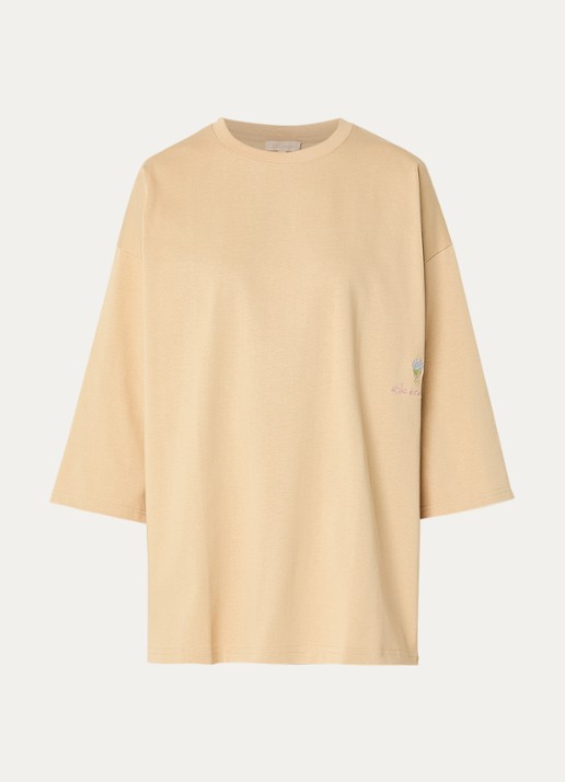 LES Atelier Nada oversized T-shirt met logoborduring - voorkant khaki