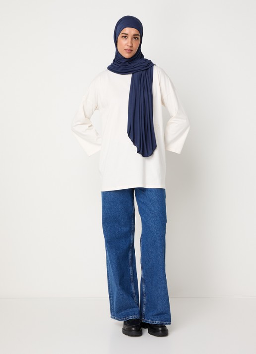 LES Atelier Roos longsleeve met logoborduring - voorkant 5 gebroken wit