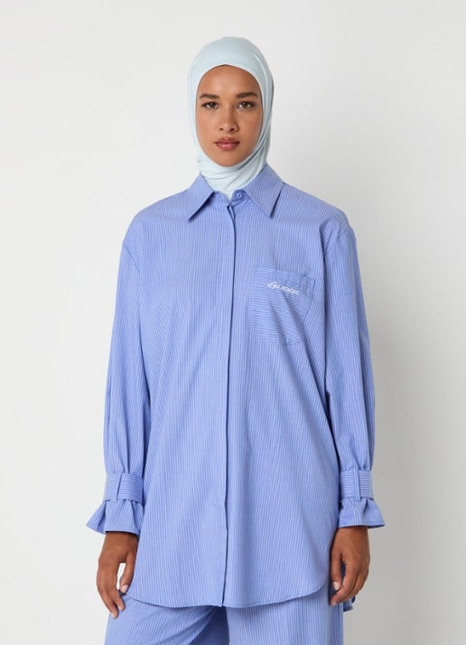 LES Atelier Salmia blouse met borstzak en streepprint