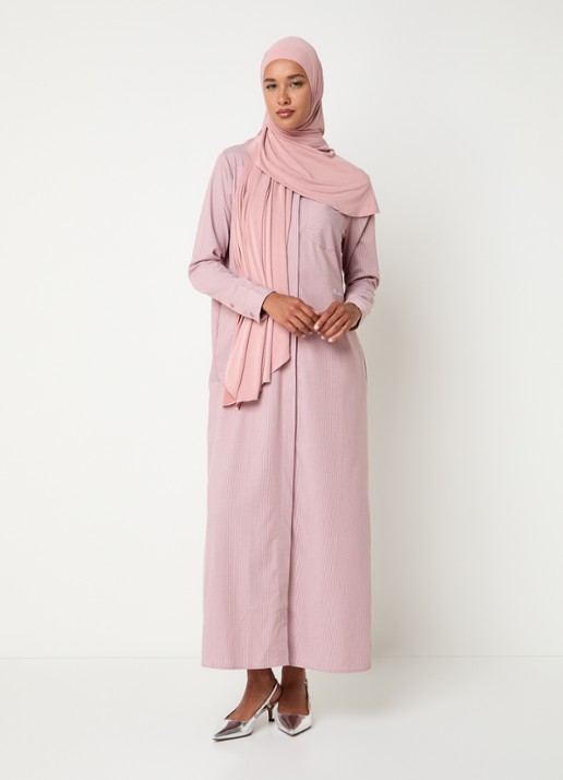 LES Atelier Shey maxi blousejurk met borstzak en stippenprint - detail 2 oudroze