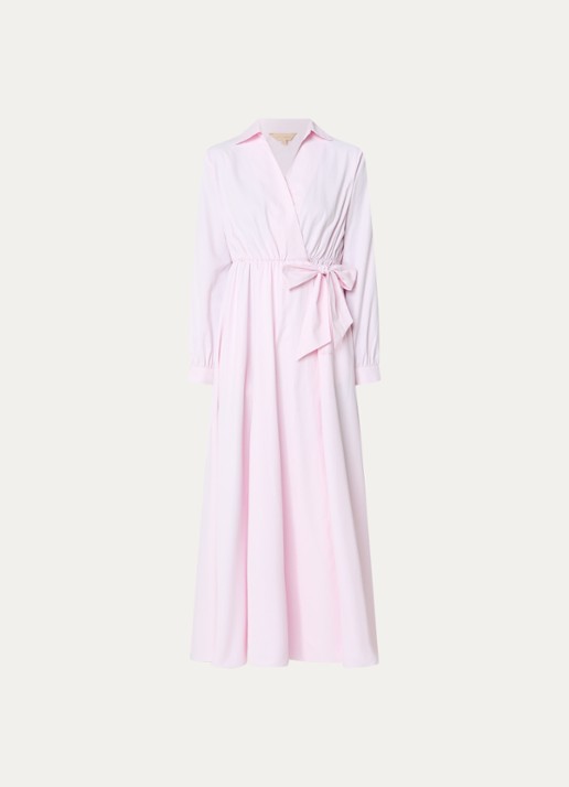 LES Atelier Sofia maxi wikkeljurk met steekzakken - voorkant 3 roze