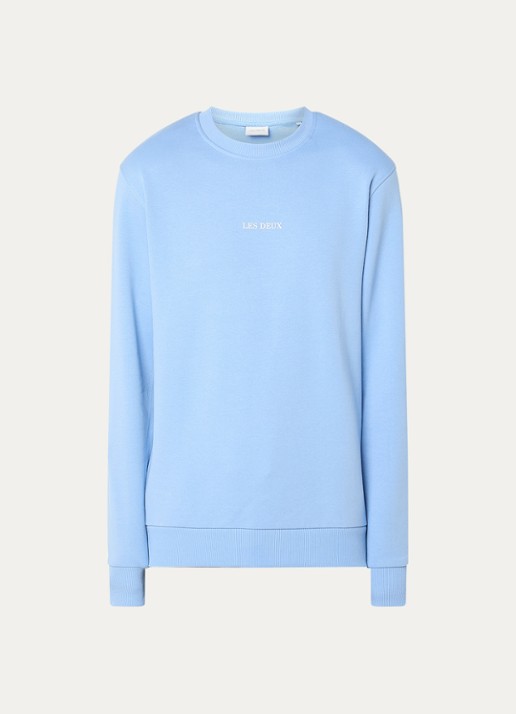Les Deux Andrew sweater met logoprint - voorkant 2 blauw