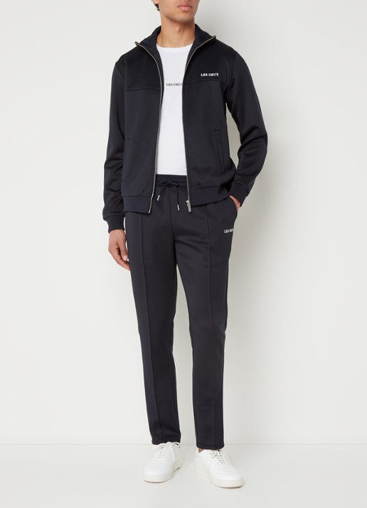 Les Deux Ballier straight fit trackpants met steekzakken en logo - voorkant 2 donkerblauw