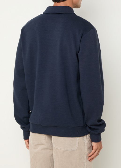 Les Deux Ben sweater met polokraag en logoborduring - achterkant 4 donkerblauw