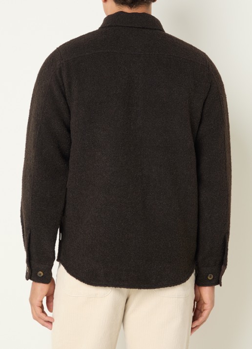 Les Deux Boucle overshirt in wolblend met borstzakken - achterkant 2 donkerbruin
