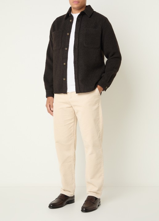 Les Deux Boucle overshirt in wolblend met borstzakken - voorkant 4 donkerbruin