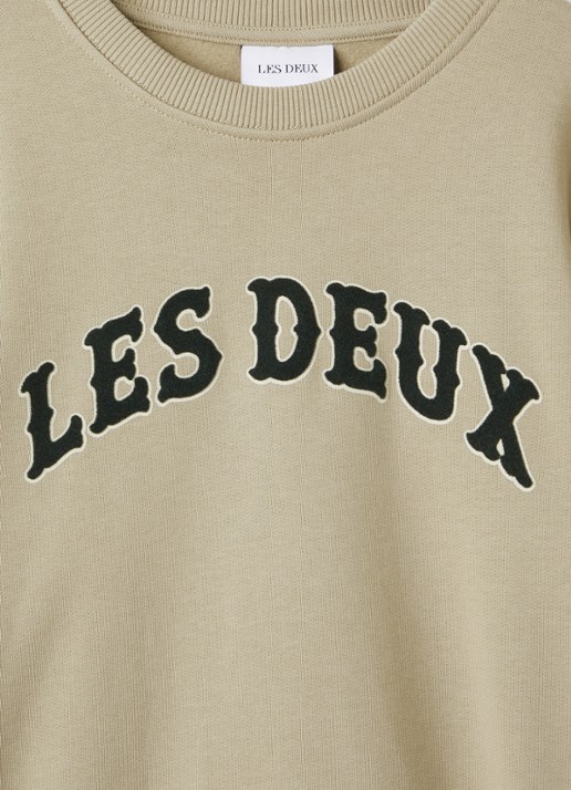 Les Deux Brady Western sweater met flock logoprint - detail 3 beige