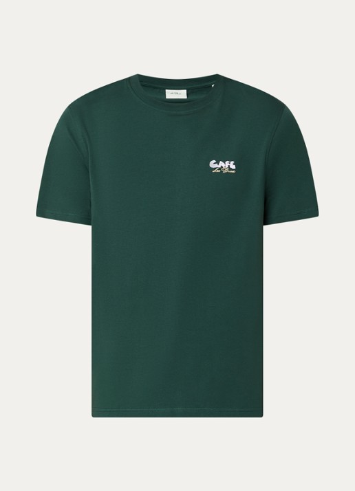 Les Deux Cafe T-shirt met logo- en backprint - voorkant 2 groen