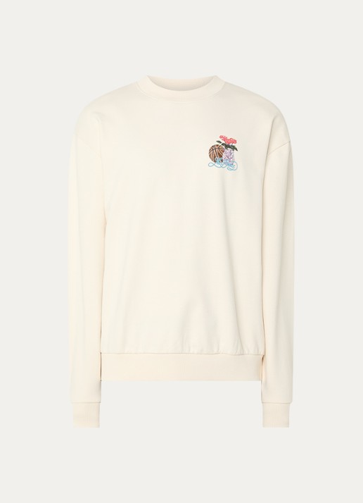 Les Deux Cole sweater met logo- en backprint - voorkant creme