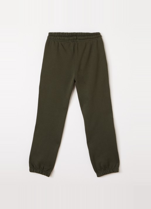 Les Deux College tapered joggingbroek met logo - voorkant 3 legergroen
