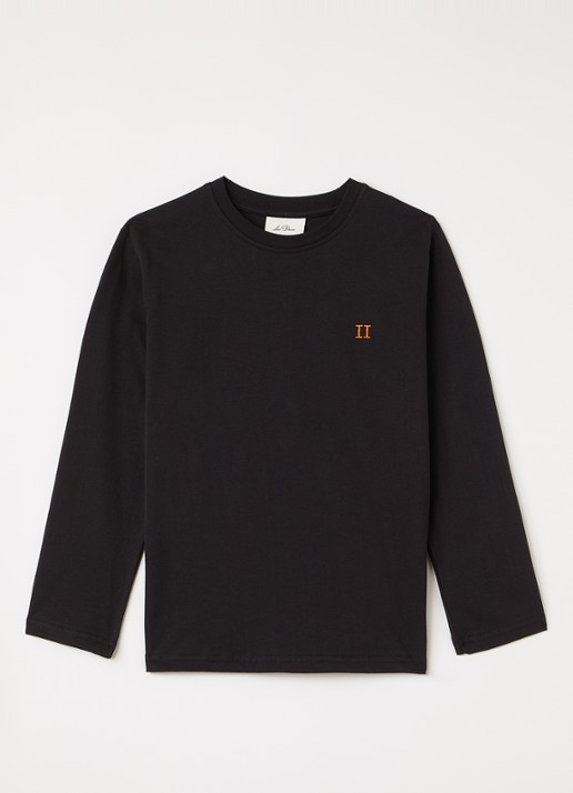 Les Deux Core Contrast longsleeve met logoborduring - voorkant 2 zwart