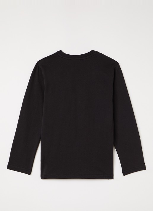 Les Deux Core Contrast longsleeve met logoborduring - voorkant 3 zwart
