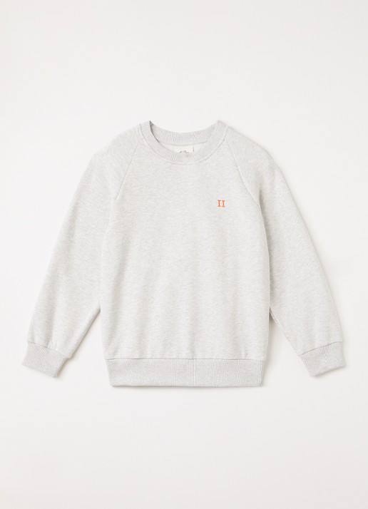 Les Deux Core Contrast sweater met logoborduring - voorkant 2 lichtgrijs