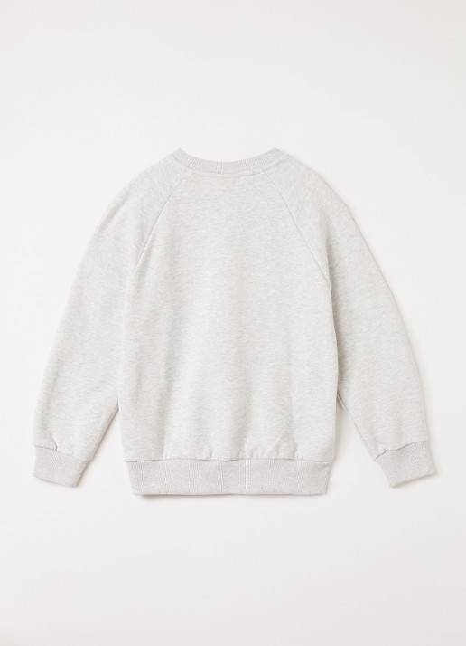 Les Deux Core Contrast sweater met logoborduring - voorkant 3 lichtgrijs