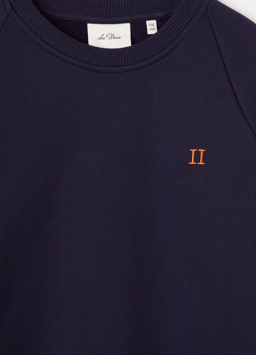 Les Deux Core Contrast sweater met logoborduring - detail 3 donkerblauw
