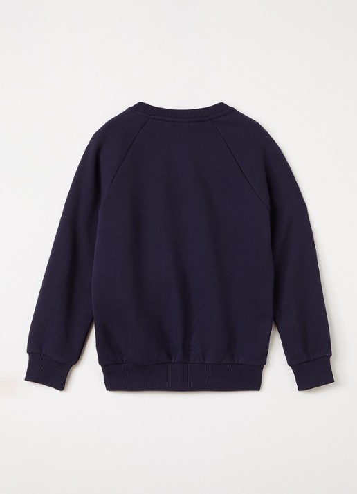 Les Deux Core Contrast sweater met logoborduring - voorkant 2 donkerblauw