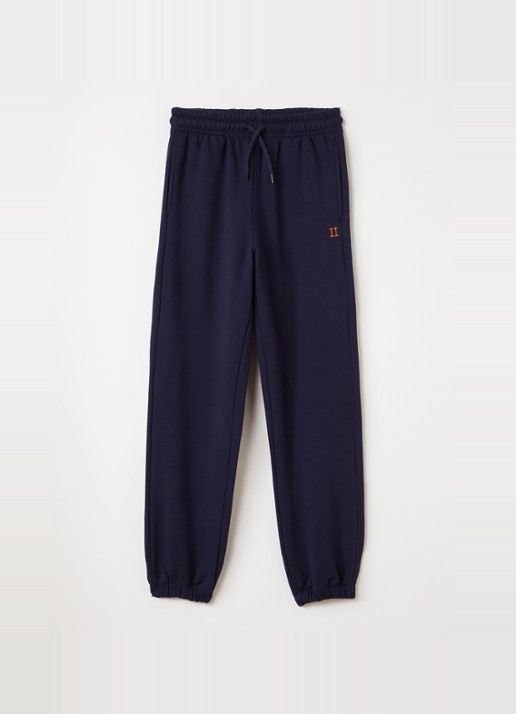 Les Deux Core Contrast tapered fit joggingbroek met logoborduring - voorkant 2 donkerblauw