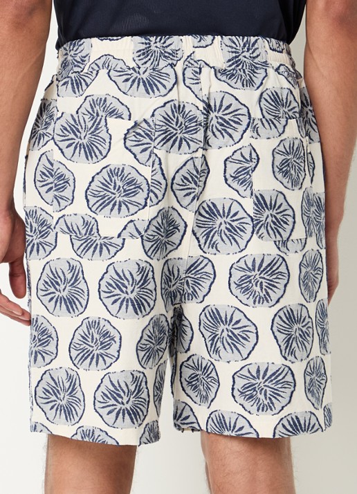 Les Deux Dahlia straight fit korte broek met borduring - achterkant blauw