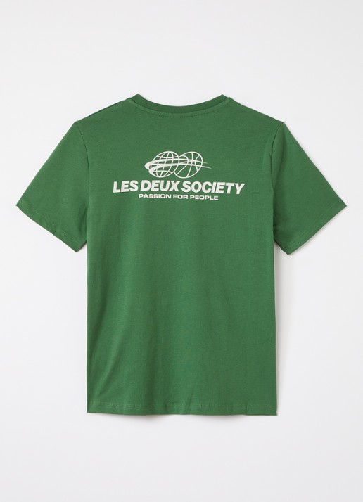 Les Deux Exhibition T-shirt met logo- en backprint - voorkant 2 groen