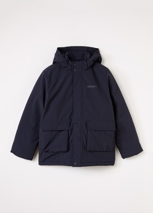 Les Deux Gewatteerde parka met logo- en backprint