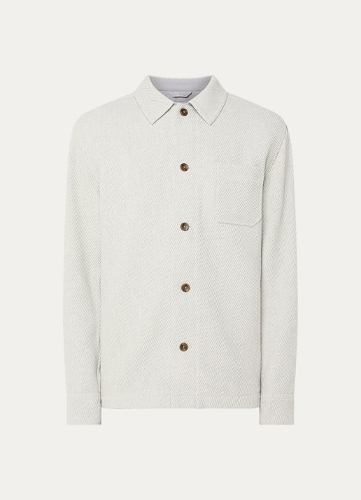Les Deux Hamilton regular fit overshirt in wolblend met borstzak - voorkant 2 lichtgrijs