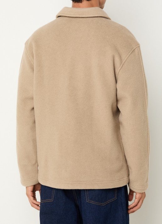 Les Deux Jermaine regular fit overshirt in wolblend - achterkant 4 donkerbeige