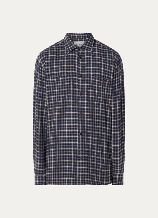 Les Deux John comfort fit overhemd met ruitdessin  - voorkant 3 donkerblauw