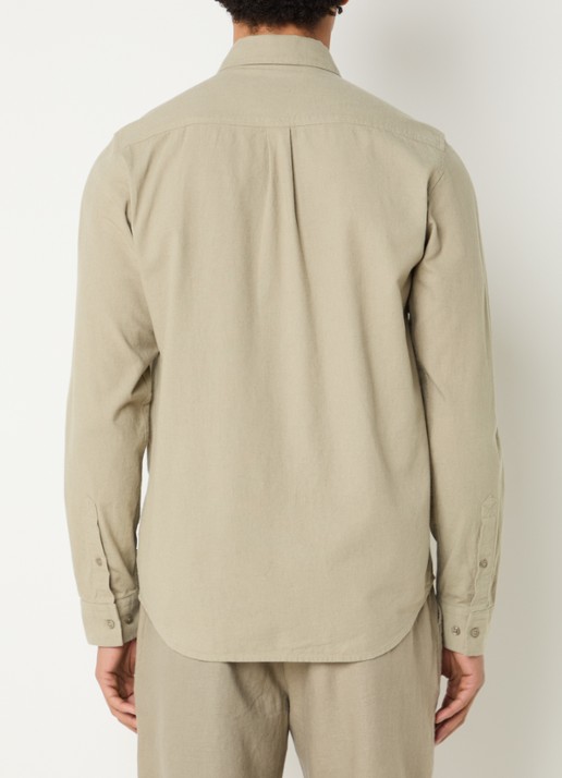 Les Deux Konrad regular fit overhemd in linnenblend - achterkant 4 khaki