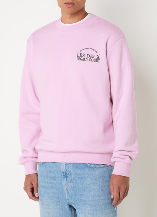 Les Deux Legacy sweater met logo- en backprint - achterkant 4 lichtroze