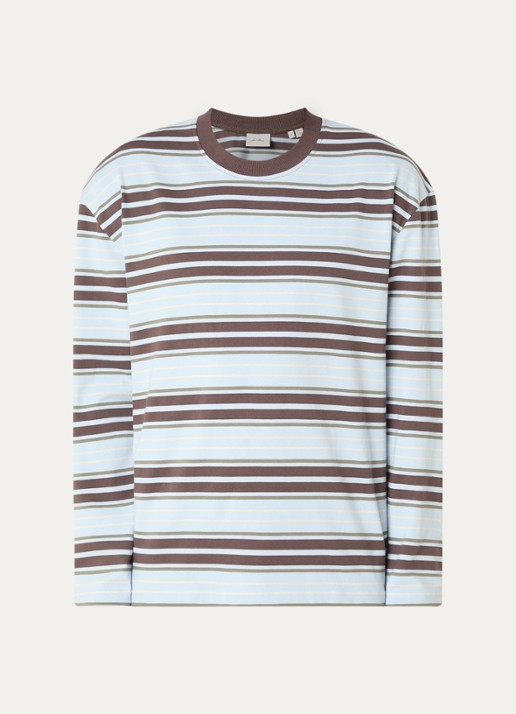 Les Deux Longsleeve met streepprint - voorkant lichtblauw