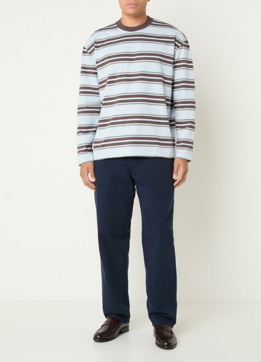 Les Deux Longsleeve met streepprint - voorkant 2 lichtblauw