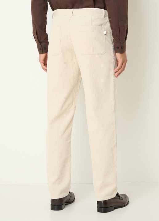 Les Deux Mid waist straight fit broek met structuur - achterkant ivoor